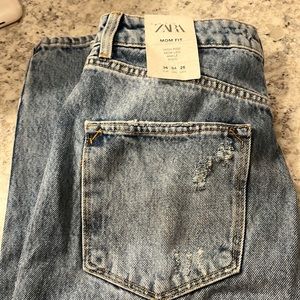Zara mom fit high rise ankle jeans medium wash